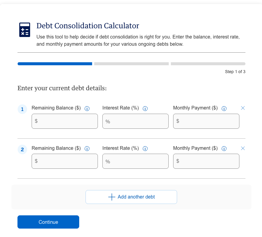 American Express Financial Calculators - Debt Consolidation