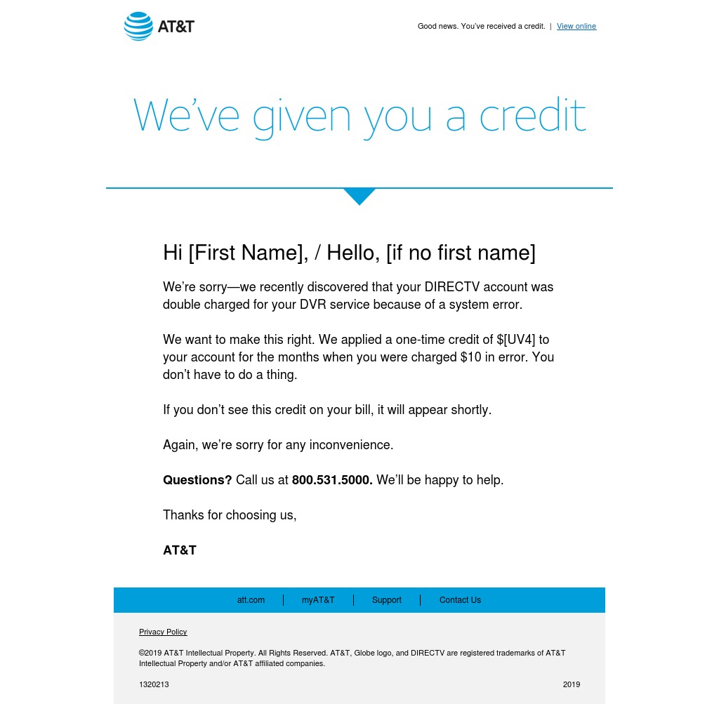 AT&T Service Message