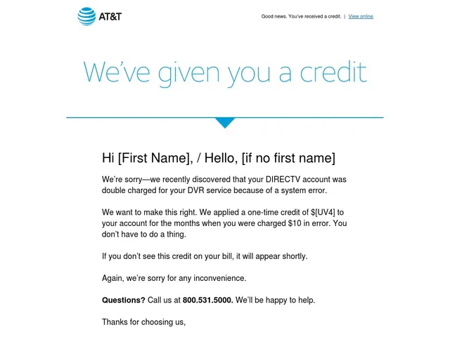 AT&T Service Message