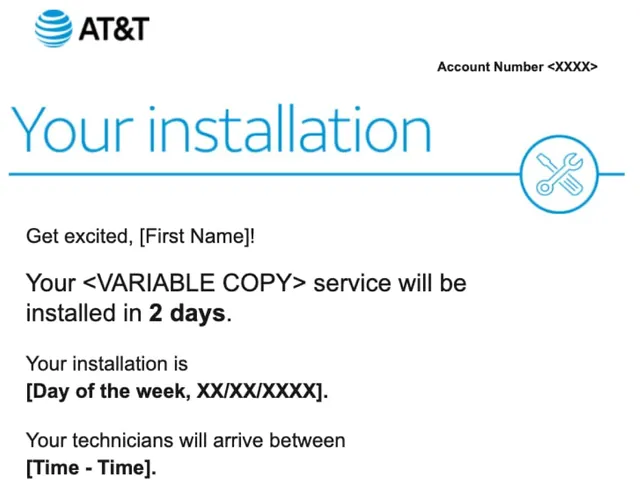 Service message email