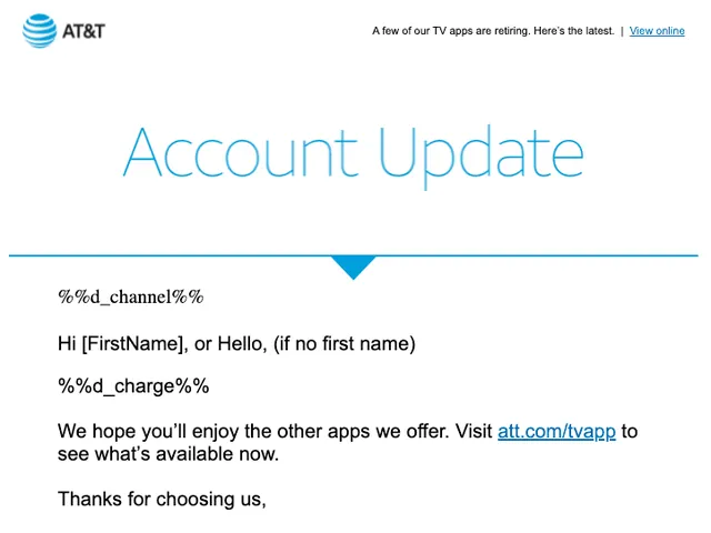 AT&T TV Apps Retiring Account Update