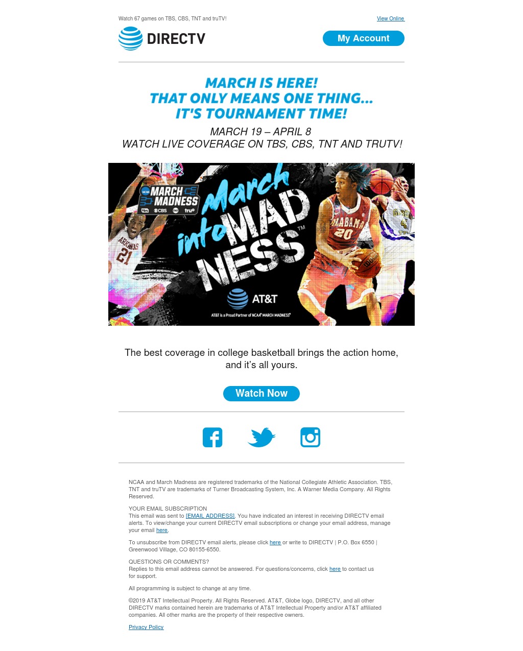 DIRECTV NCAA March Madness Up-sell