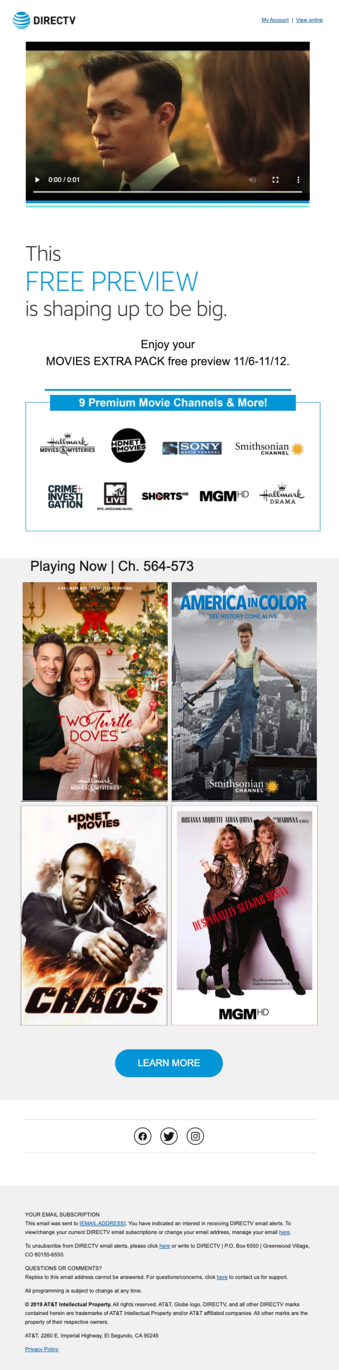 DIRECTV and movie channel partnership