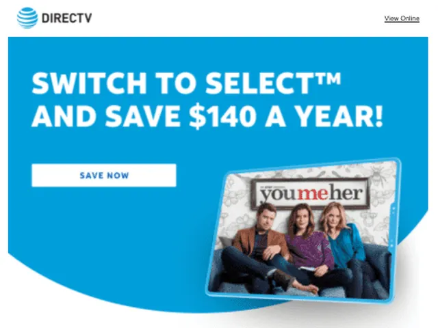 DirecTV Television Content Upsell Email