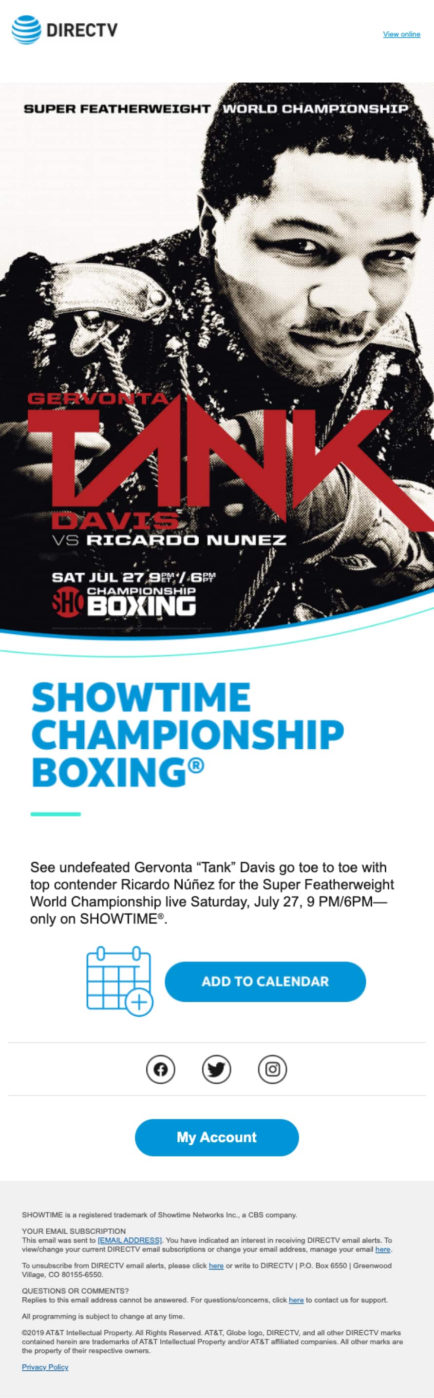 DIRECTV and Showtime partnership email