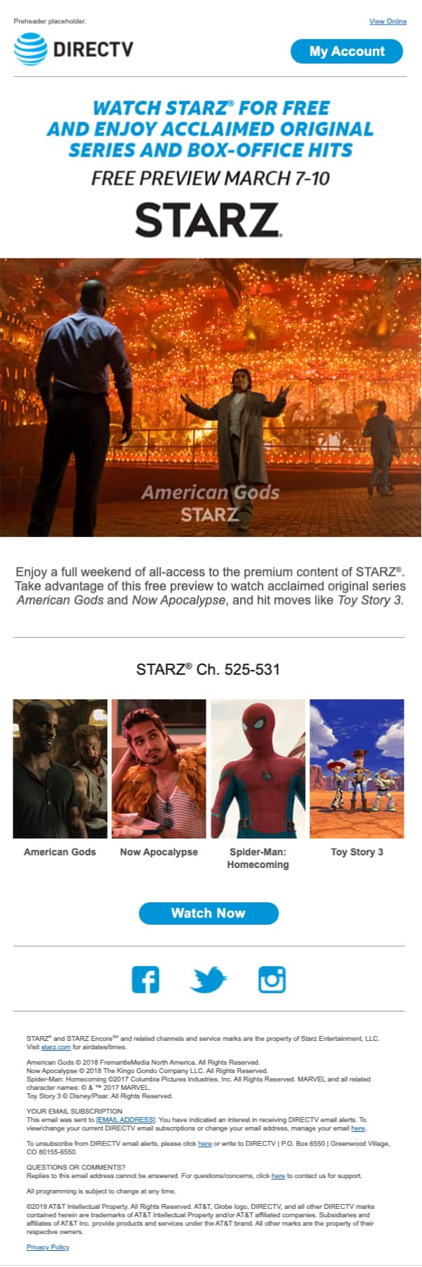 Starz and DIRECTV