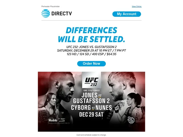DirecTV UFC 232 Jones vs Gustafsson Pay-Per-View