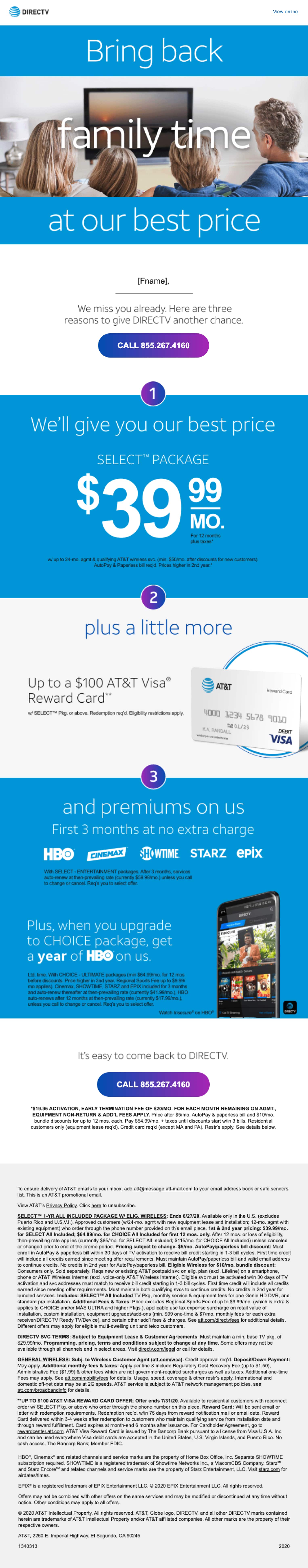DIRECTV And Visa Reward Email