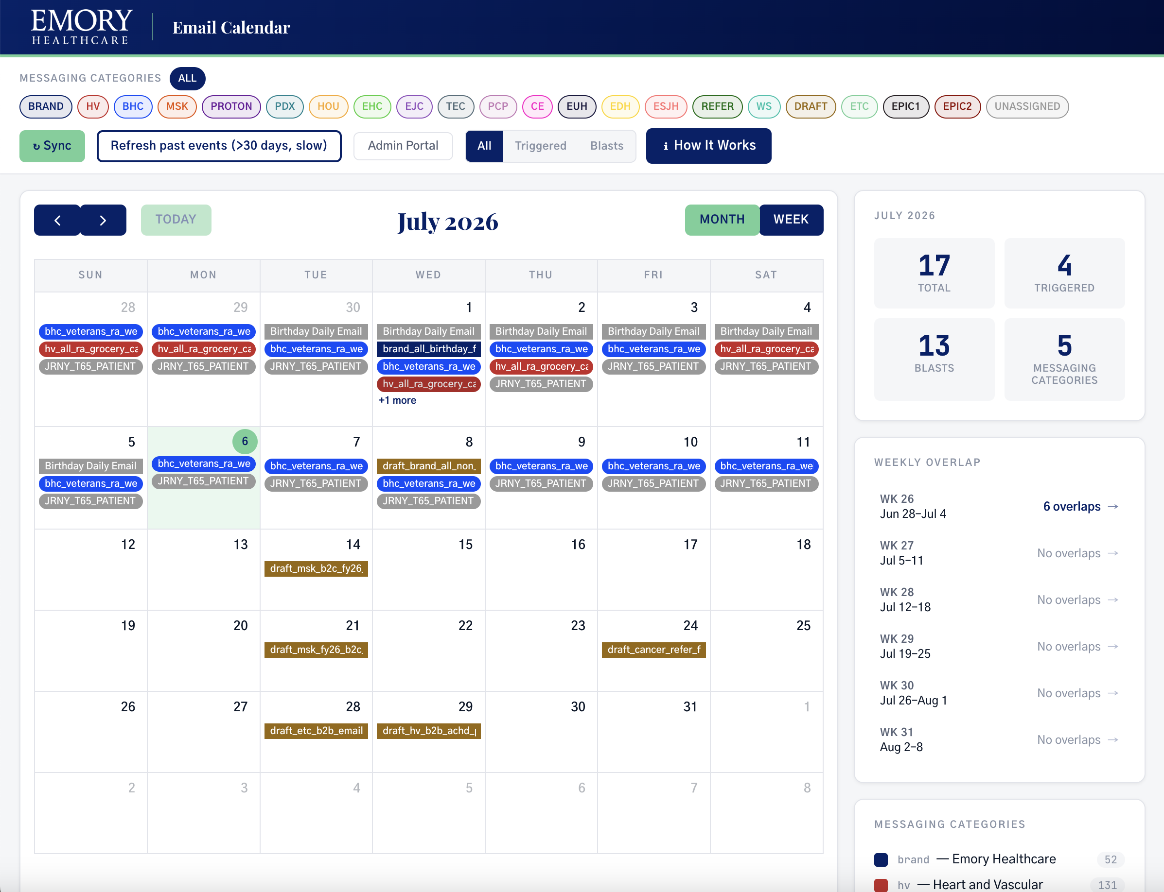 Emory Healthcare - Custom-Built SFMC Calendar 1