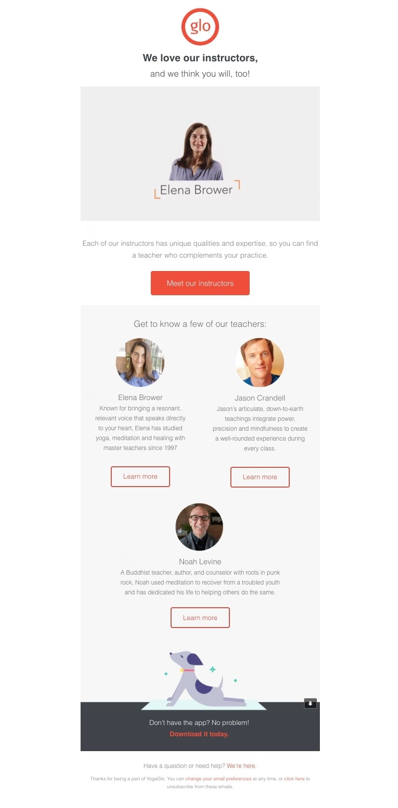 Instructor up-sell email