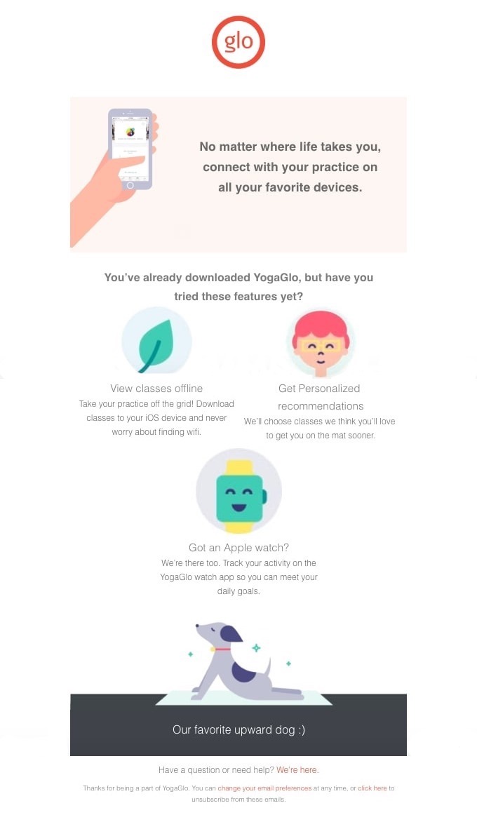 Email up-selling features