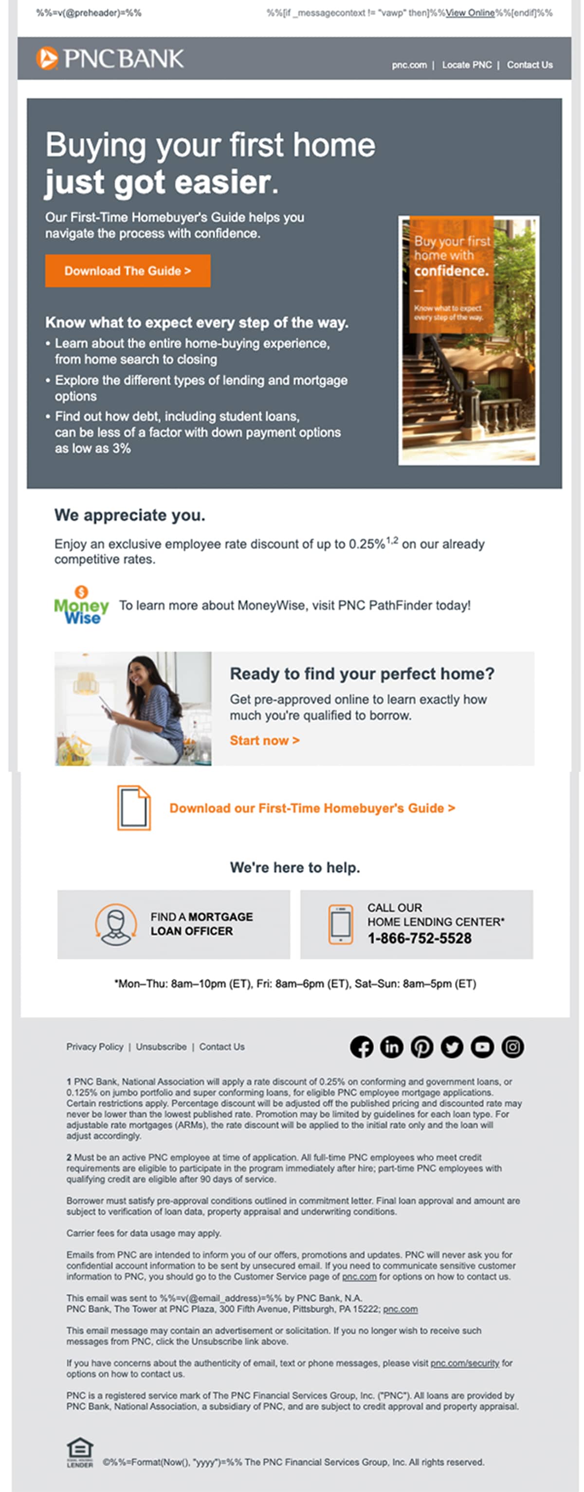 PNC Bank Employee Refinancing Email