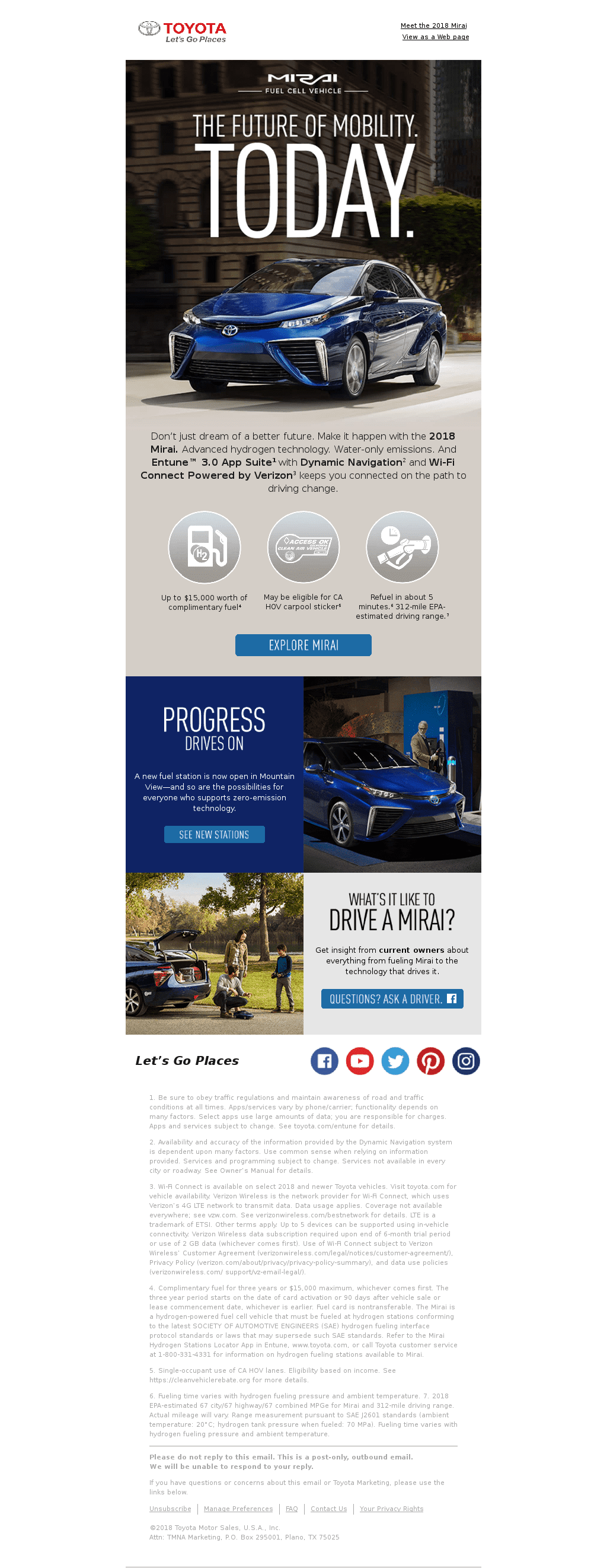 Toyota Mirai Email Campaign